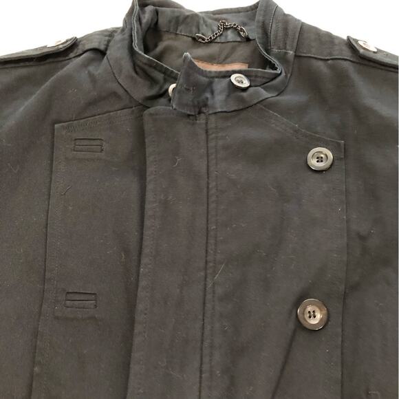 Reiss black cotton canvas military chore field coat jacket mens S button detail - Picture 10 of 14